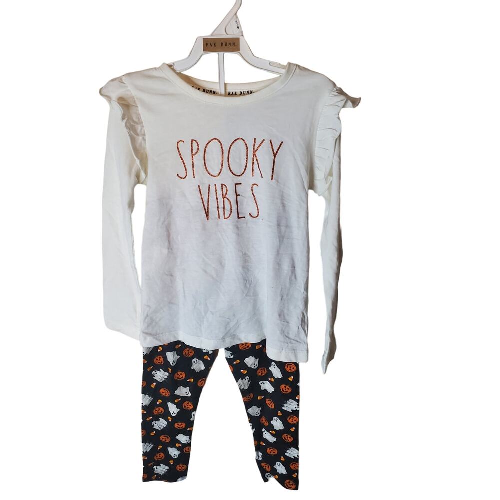 Rae Dunn  Size Girls 5/6 "SPOOKY VIBES" Two Piece Outfit Set, NWT